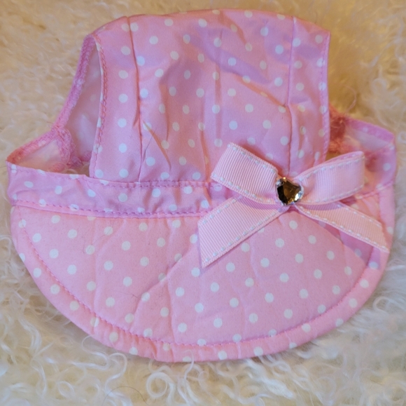 😊 Simply Dog Pink Puffer Vest Jacket Hat Accessory Breeds Lace Bow Velcro Easy - Picture 3 of 8